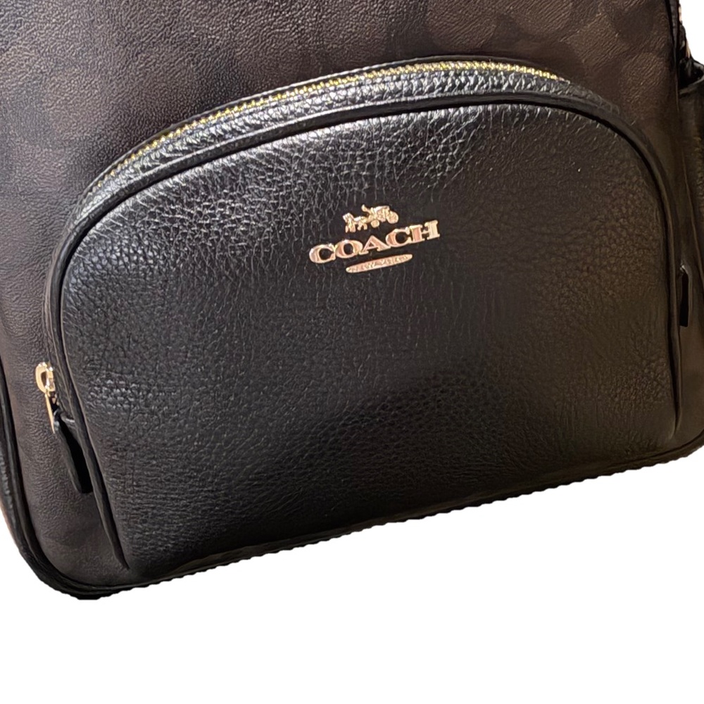 Coach Court Backpack Black Brown Signature Canvas 5671 - Picture 4 of 15